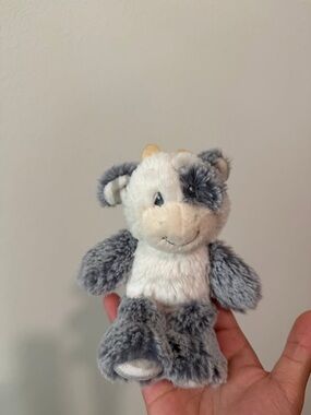 Tiny Plush Gray and White Cow Toy